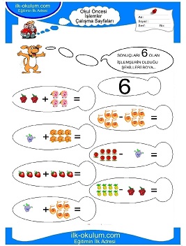 Çocuklar İçin toplam işlemi yaprak testleri 